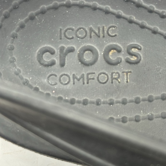 CROCS Black Peep Toe Sling Back Flat Sandal Size 9 CR5483 - Picture 8 of 9